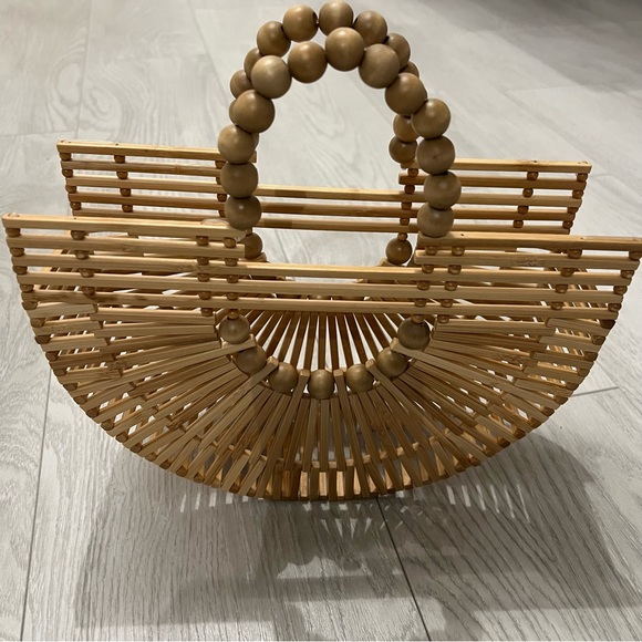 Bamboo Handbags with Wooden Beads Tote Bag - Picture 3 of 7